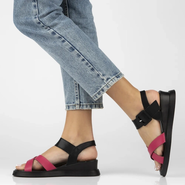 Leather sandals Filippo DS6874/25 FH black and pink