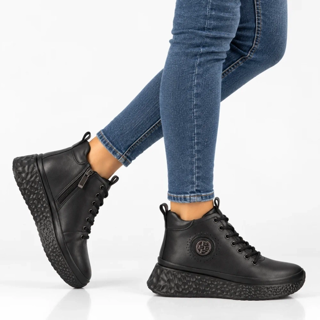 Leather platform ankle boots Filippo DBT7998/26 BK black