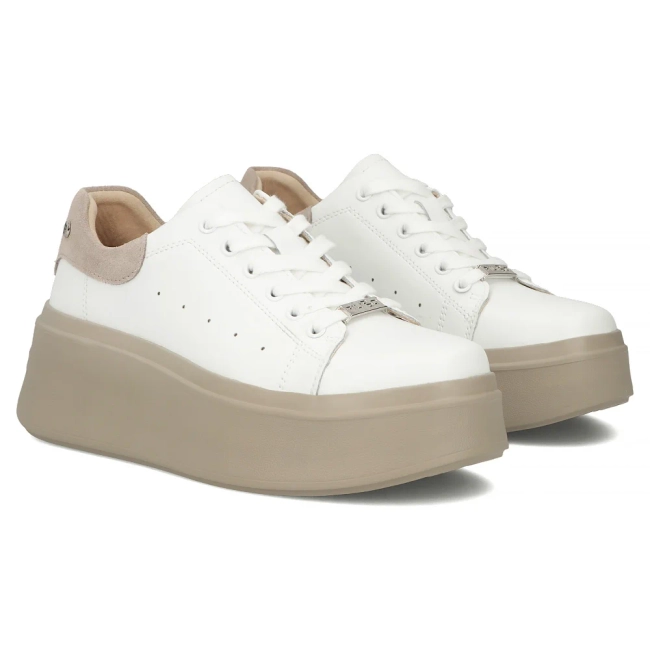 Leather sneakers Filippo DP7537/26 WH BE white-beige