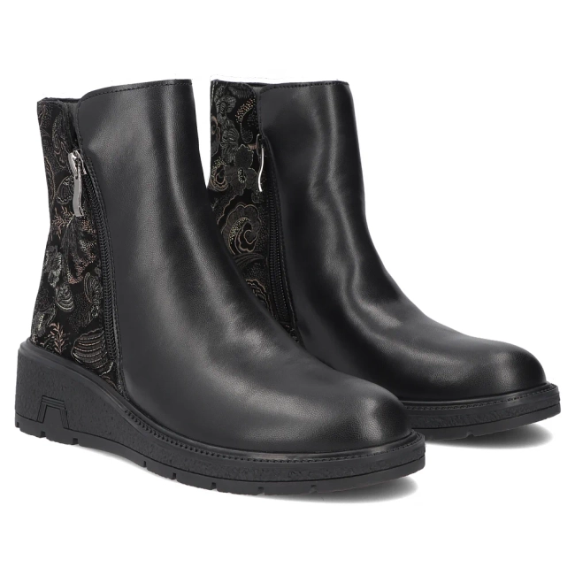 Leather wedge ankle boots Filippo DBT8058/26 BK MLT black