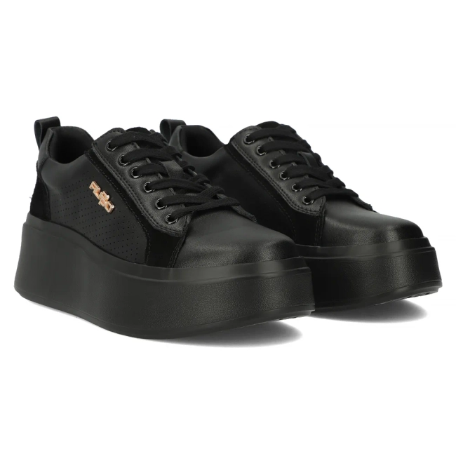 Leather sneakers Filippo DP6170/24 BK black