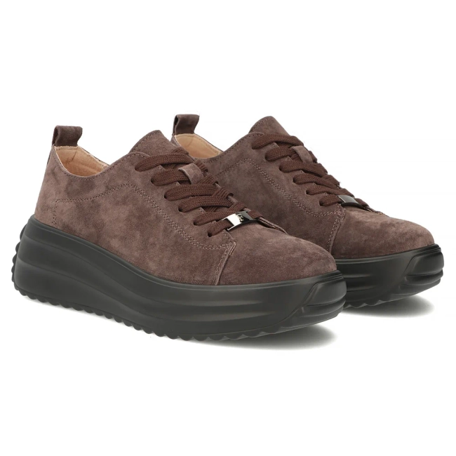 Skórzane sneakersy Filippo DP8339/26 BR BK brązowe