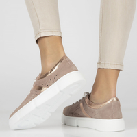 Skórzane półbuty na platformie Filippo DP4531/23 L.PI różowe