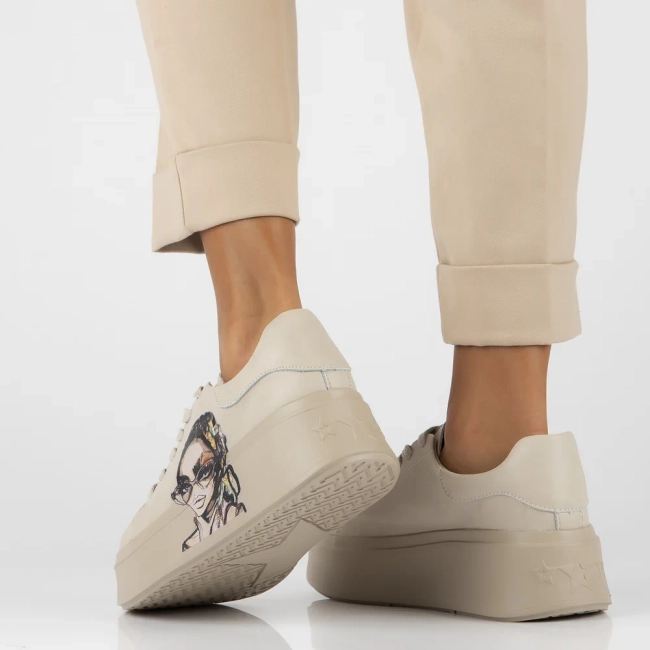 Skórzane sneakersy Filippo DP6207/24 BE beżowe