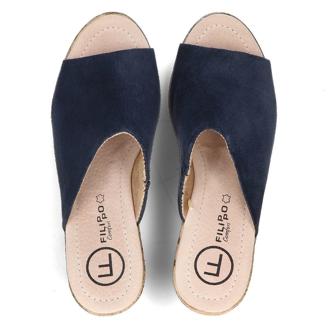 Leather flip-flops Filippo DK2143/21 NV navy blue