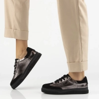 Skórzane sneakersy Filippo DP7123/25 GN gun metal