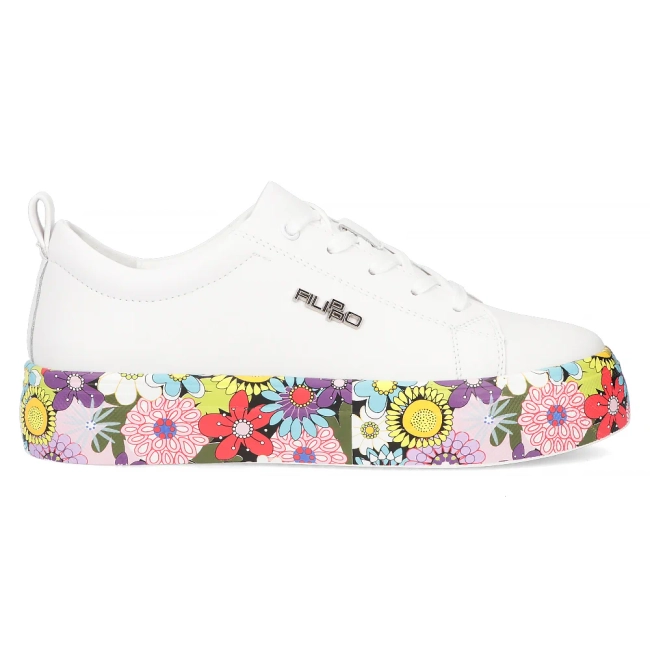 Skórzane sneakersy Filippo DP6048/25 WH FL białe kwiaty