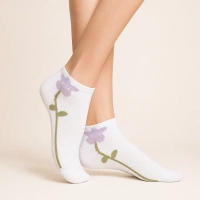 Women's Socks 2512-7 flower white