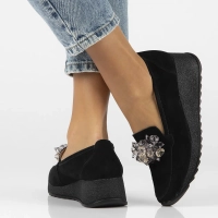 Skórzane półbuty na koturnie Filippo DP4563/24 BK czarne