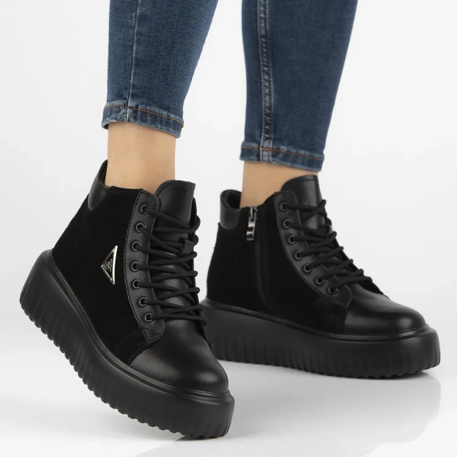 Leather ankle boots DBT6460/24 BK black