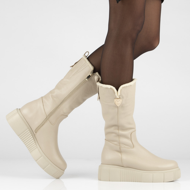 Leather ankle boots Filippo 70121 taupe