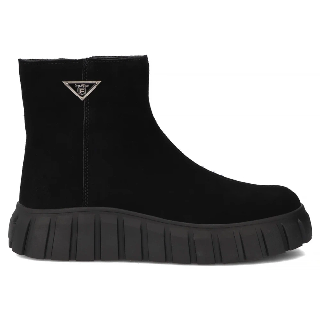 Skórzane botki na platformie Filippo DBT6301/25 BK czarne