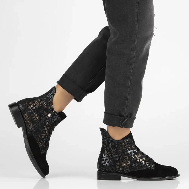 Leather ankle boots DBT6335/24 BK MLT black