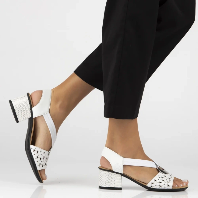 Leather sandals Rieker 64677-80 white