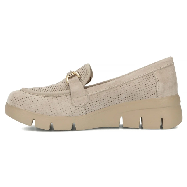 Skórzane półbuty na platformie Filippo DP7002/25 BE beżowe