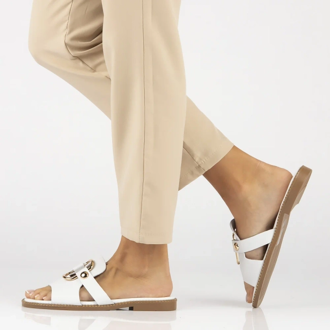 Leather slippers Filippo DK6264/24 WH white