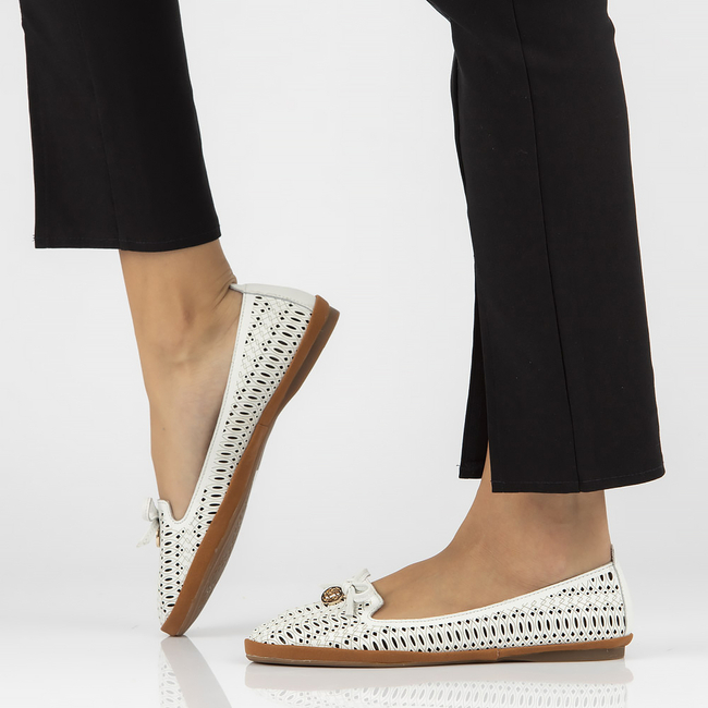 Leather openwork lords Filippo DP2034/21 WH white