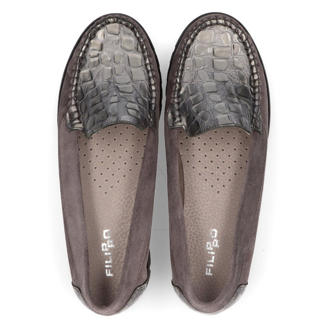 Leather loafers Filippo 10118 gray
