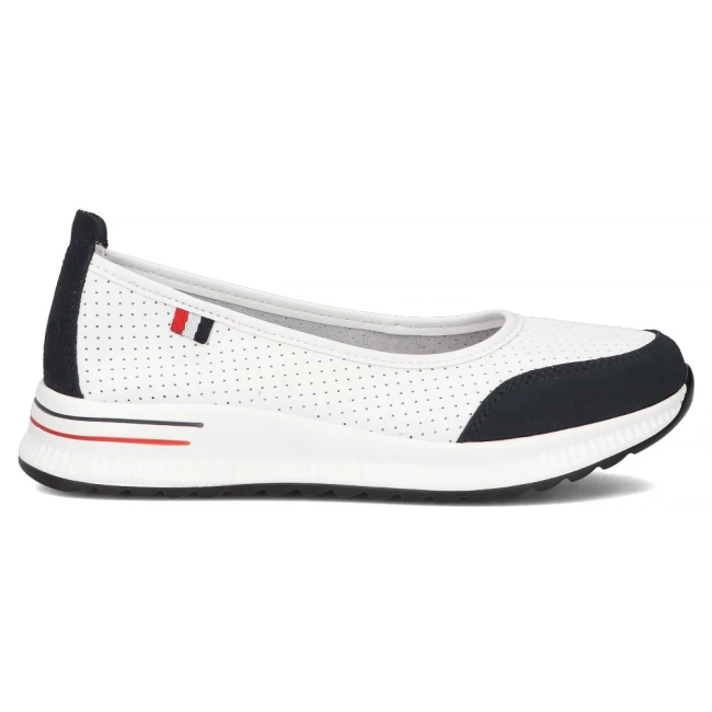 Skórzane półbuty na platformie Filippo DP6134/25 WH NV biało-granatowe