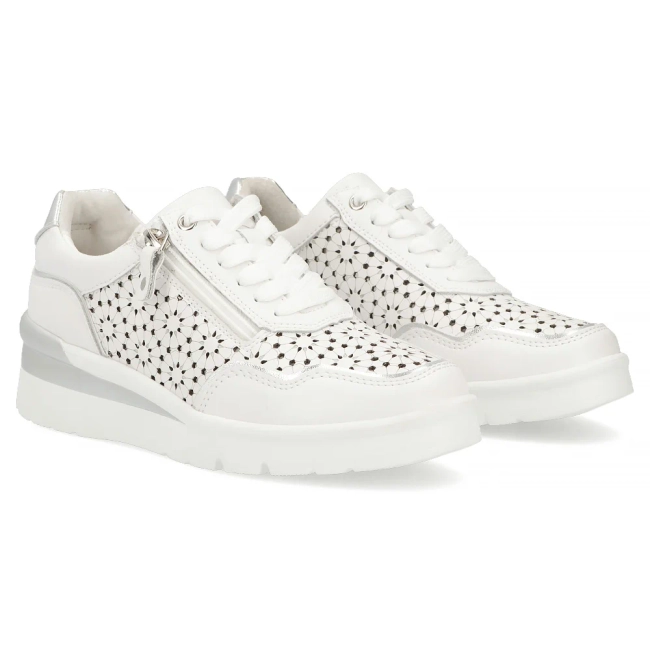 Skórzane sneakersy na platformie Filippo DP7677/26 WH białe