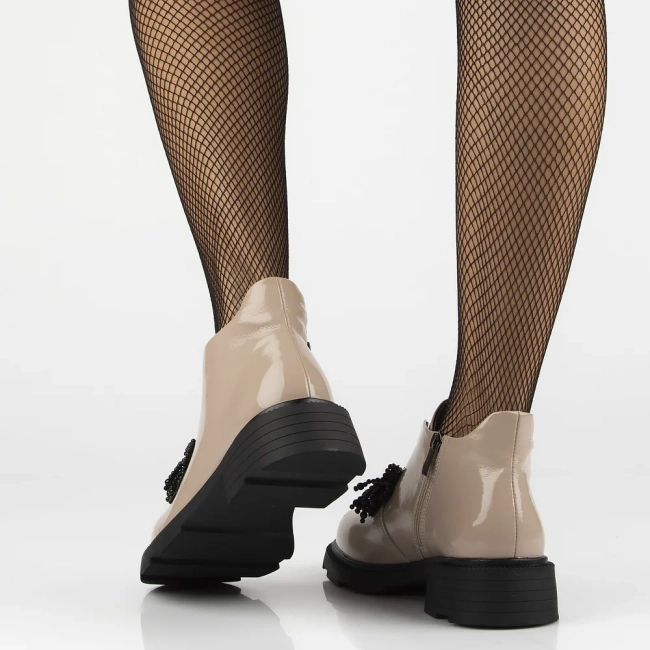 Skórzane botki na obcasie Filippo DBT6370/25 BE beżowe