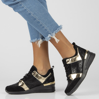 Skórzane sneakersy Filippo DP3170/21 BK GO czarne złote