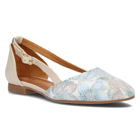 Skórzane półbuty Filippo 4972A beżowo-turkusowe