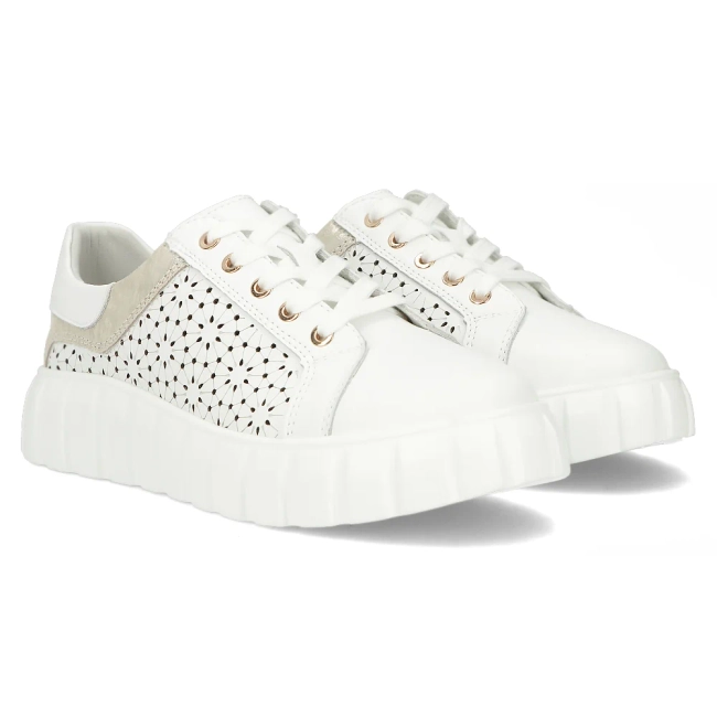Skórzane Sneakersy Filippo DP6164/24 WH białe