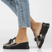 Skórzane klapki Filippo DK6144/24 GN Gun metal