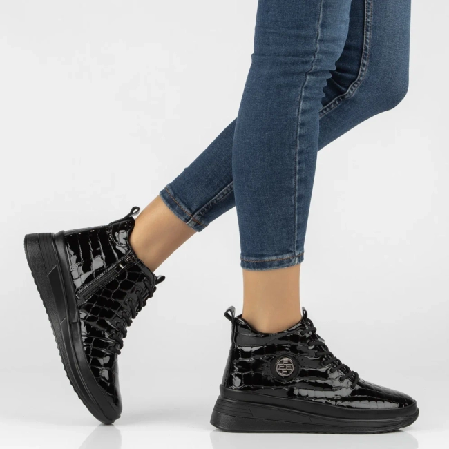 Leather platform ankle boots Filippo DBT4215/26 BK CR black