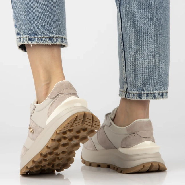 Skórzane sneakersy Filippo DP7003/25 BE beżowe