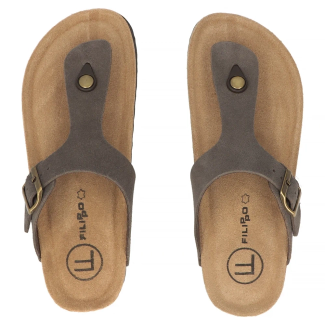 Skórzane klapki Filippo DK7916/26 TP taupe