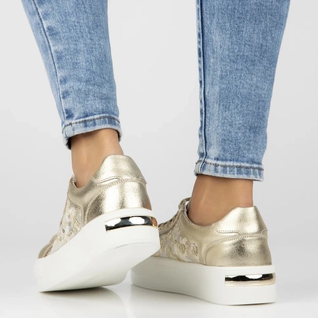 Skórzane trampki Filippo DP7060/25 GO złote