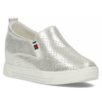 Skórzane półbuty Filippo DP1356/22 SI srebrne