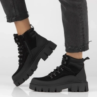 Skórzane botki na platformie Filippo DBT4994/24 BK czarne