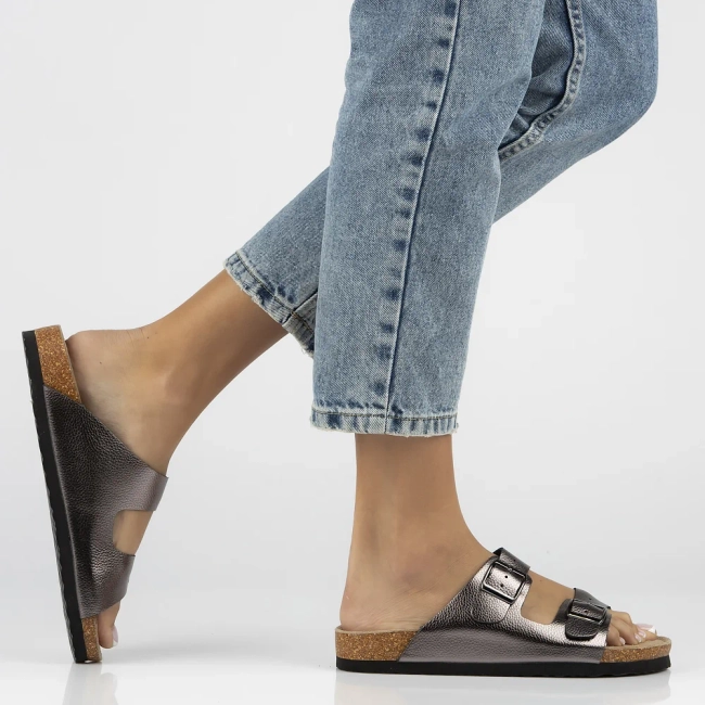 Leather flip-flops Filippo DK7062/25 GN gun metal