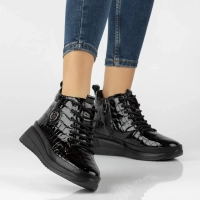Leather platform ankle boots Filippo DBT4215/26 BK CR black