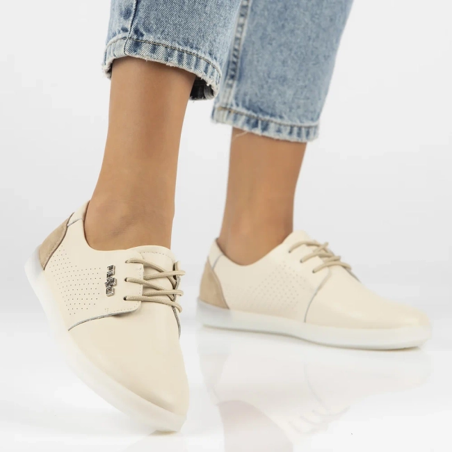 Skórzane półbuty Filippo DP6014/24 BE beżowe