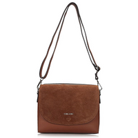 Torebka Toscanio Listonoszka Skórzana Zamszowa Klapka A179 ruda