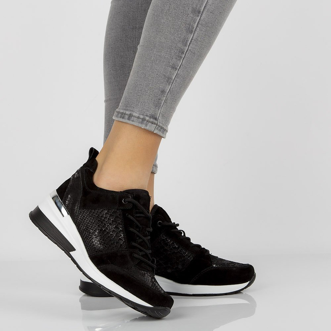 Skórzane sneakersy Filippo DP1505/21 BK czarne