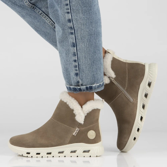 Ankle Boots Rieker leather M6050-64 beige