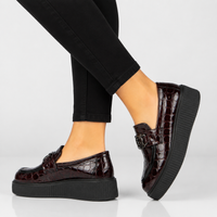 Leather platform shoes Filippo DP8294/26 BG burgundy