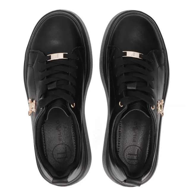 Leather sneakers Filippo DP6246/25 BK black
