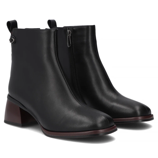 Skórzane botki na obcasie Filippo DBT8122/26 BK BG czarne