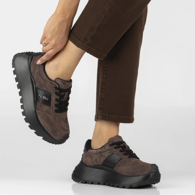 Skórzane sneakersy Filippo DP6785/26 D BR ciemnobrązowe