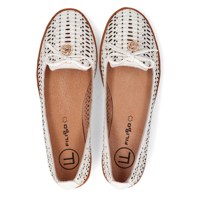 Leather openwork lords Filippo DP2034/21 WH white