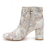 Ankle boots Lemar 30044 Embroidery Beige