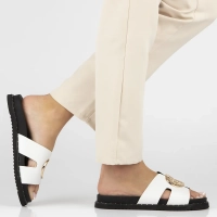 Leather flip-flops Filippo DK7050/25 WH white