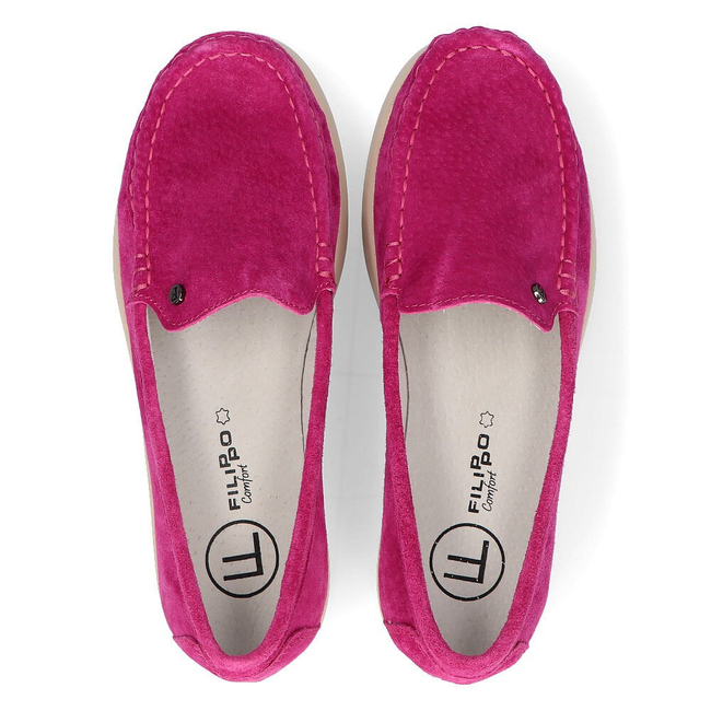 Skórzane mokasyny Filippo DP2031/21 FH różowe