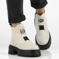 Skórzane botki na obcasie Filippo DBT6432/24 LT BE beżowe